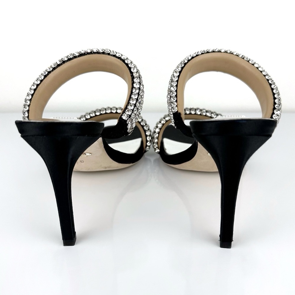 Badgley Mischka Women's Sade Jeweled Double Band Heeled Sandals Black Size 6 - Picture 9 of 11